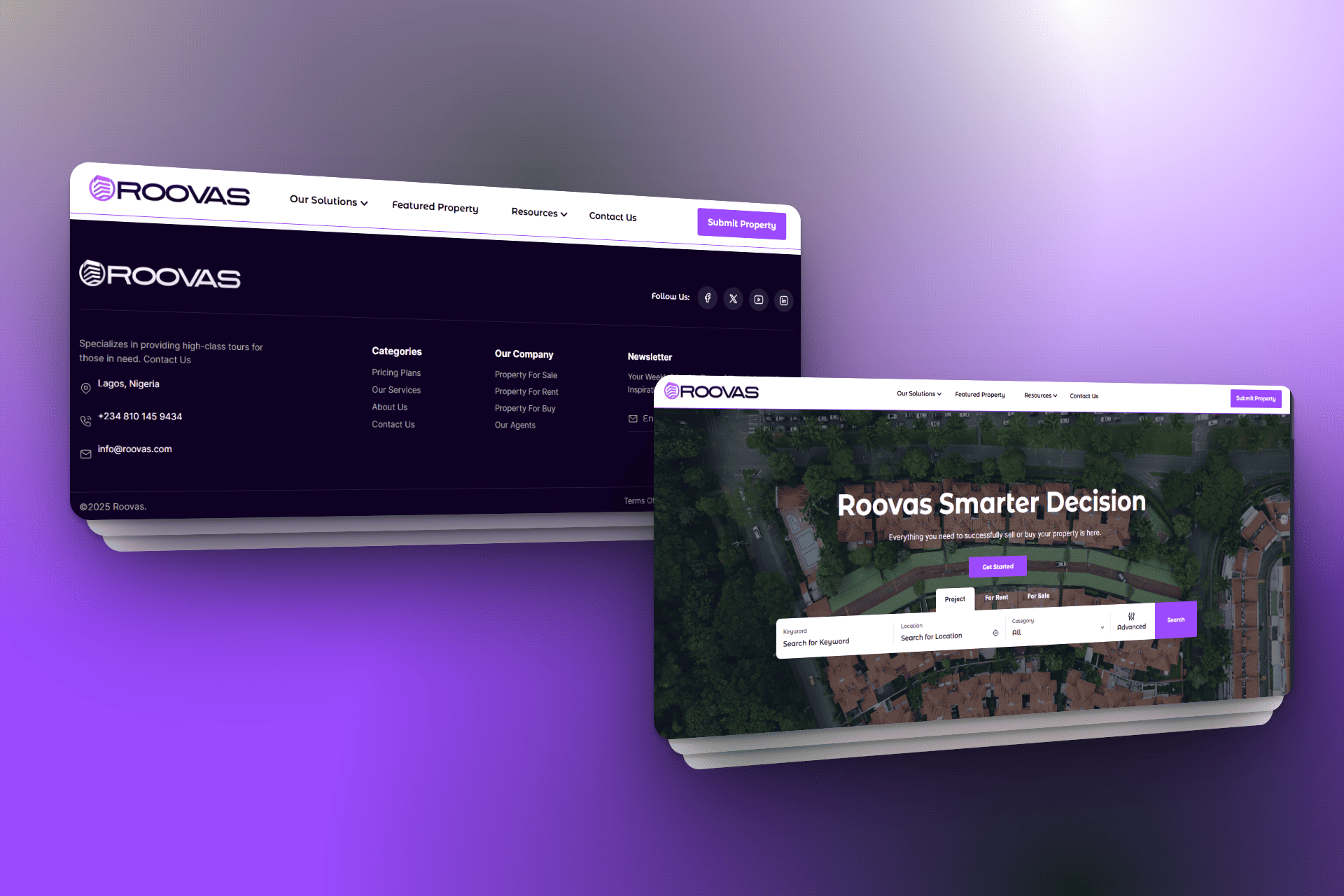 Roovas Real Estate Website Interface