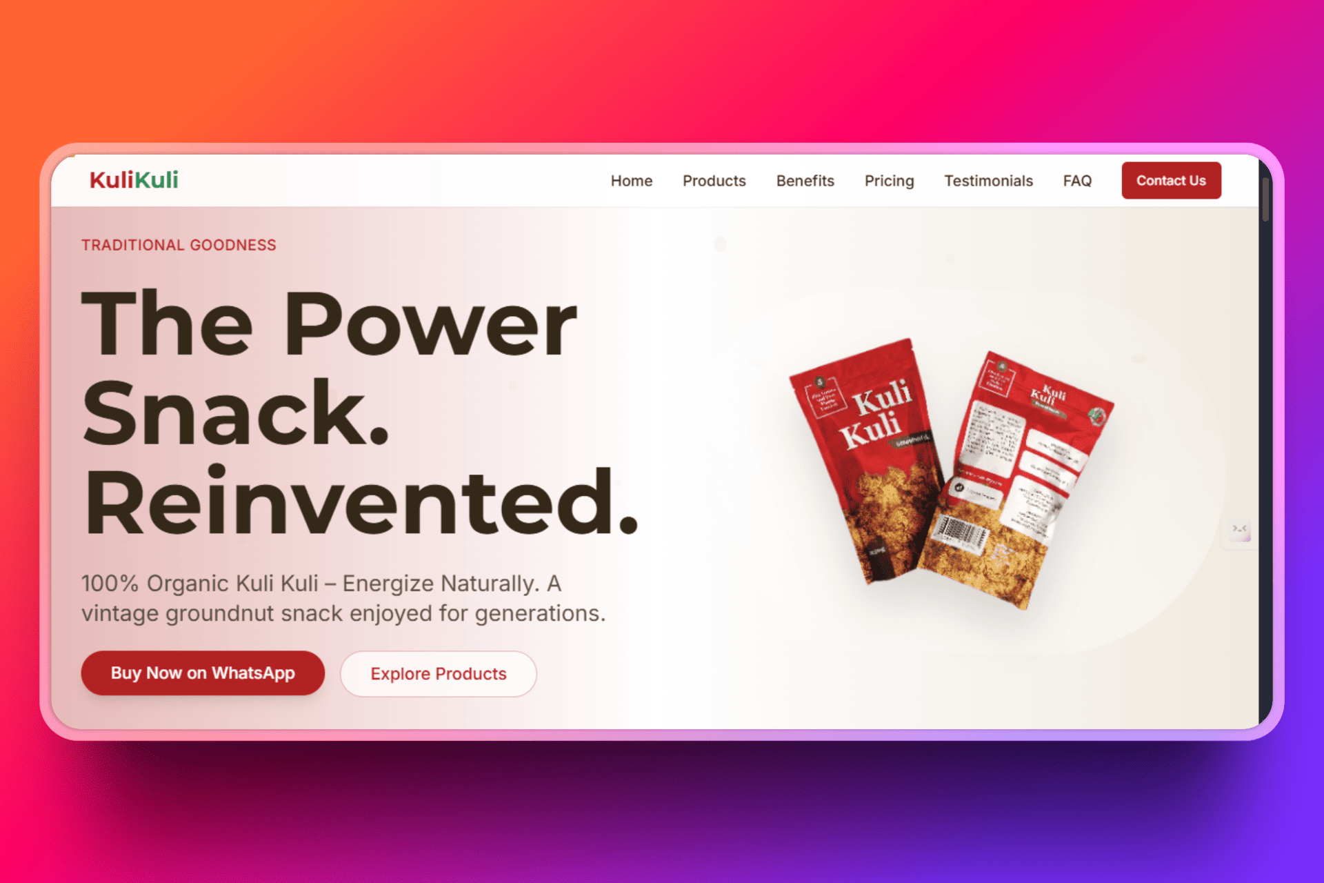 Kuli Kuli Essence Product Branding and Landing Page