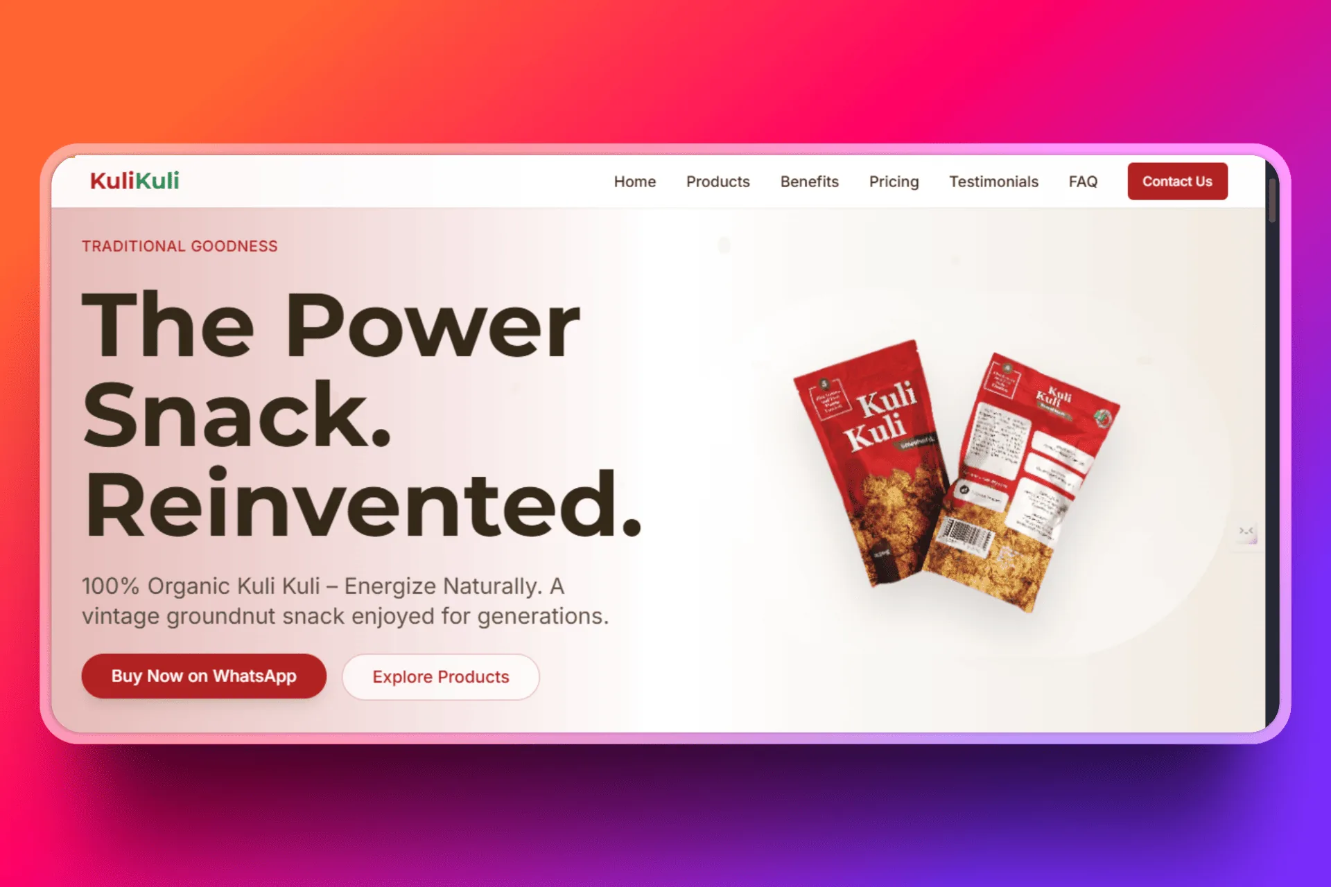 Kuli Kuli Essence Product Branding and Landing Page